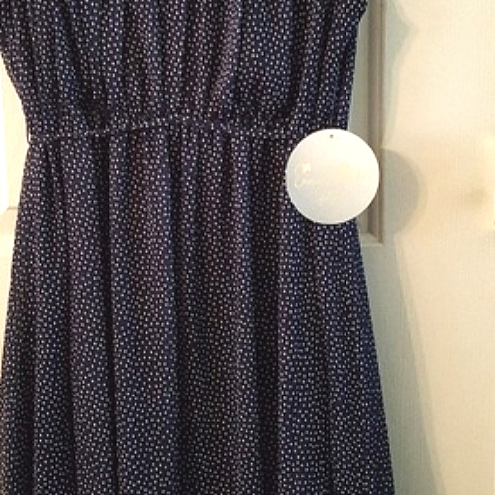 Rachel & Michele Navy Dress. Tiny white polka dots